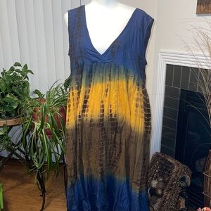 Vibrant Sleeveless Tie-Dye Maxi Dress